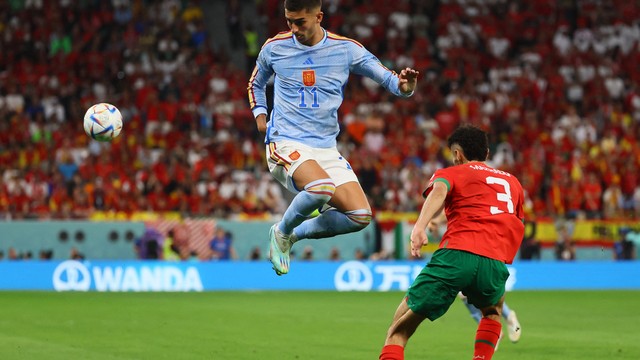 Ferran Torres e Noussair Mazraoui Marrocos x Espanha 