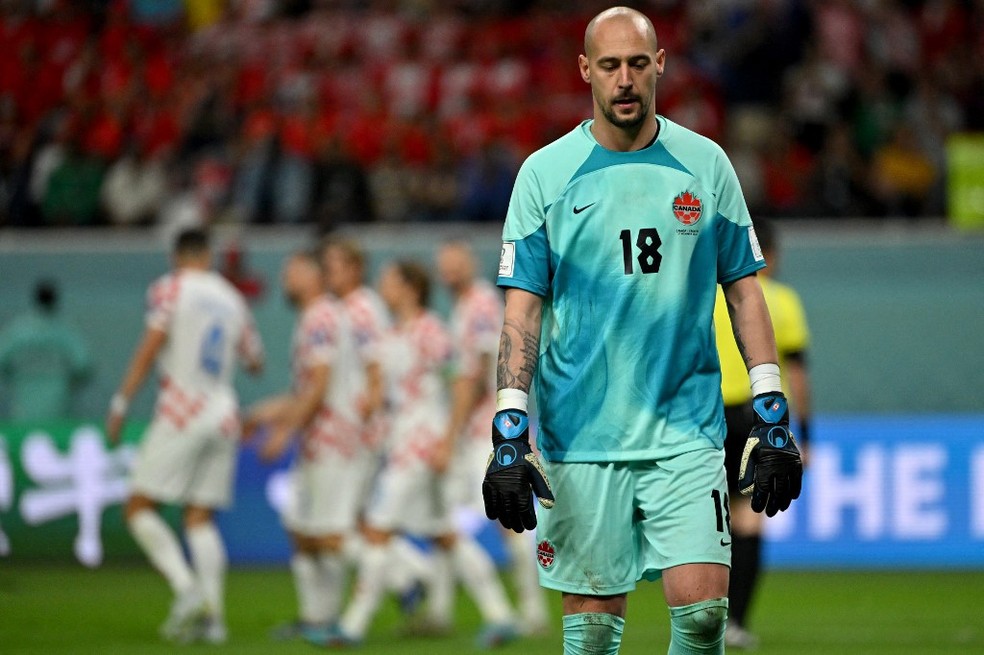 Milan Borjan, goleiro da seleção do Canadá, foi hostilizado por torcedores croatas na Copa do Mundo — Foto: Patrick T. Fallon / AFP