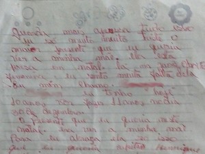 Em carta, menina pediu para visitar a mãe, presa na Grande Natal (Foto: Reprodução)