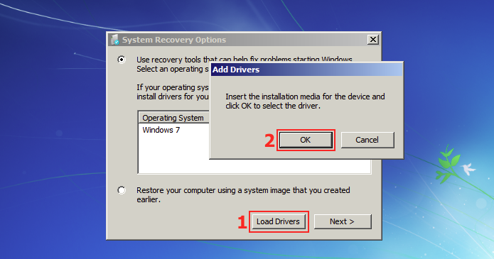 Utilizando a op??o Load Drivers para acessar os arquivos do Windows (Foto: Reprodu??o/Edivaldo Brito)
