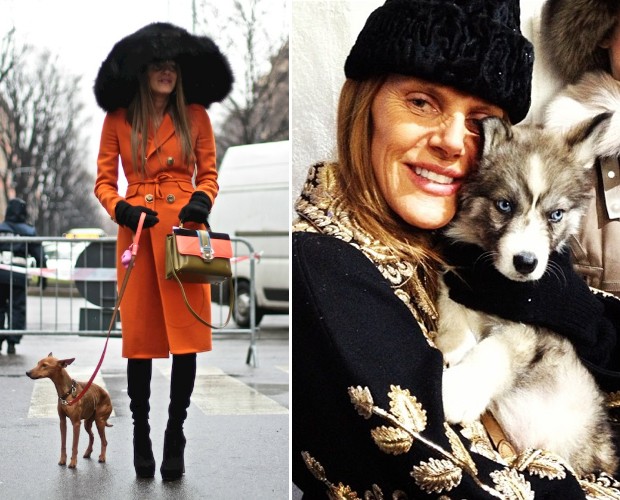 Anna Dello Russo em dois momentos da semana de moda de Milão  (Foto: Reprodução e Reprodução/Instagram )