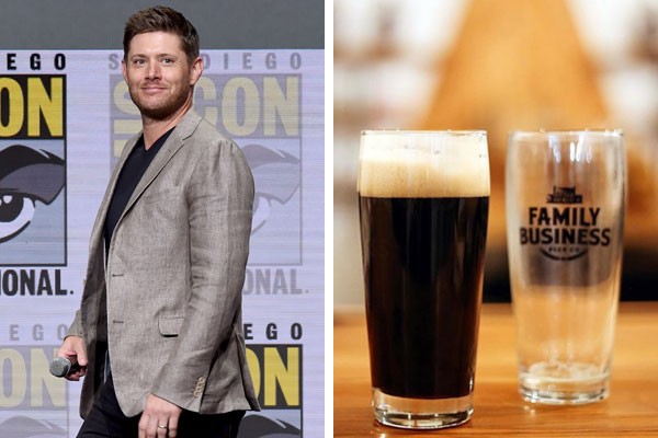 O ator Jensen Ackles e uma das cervejas produzidas em sua cervejaria (Foto: Getty Images/Reprodução Instagram)