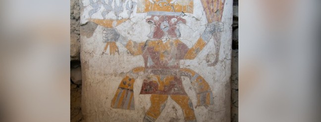 Mural de 1,4 mil anos encontrado por pesquisadores no Peru  — Foto: Denver Museum of Nature & Science