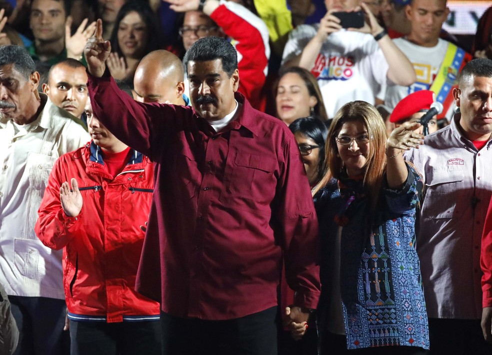 Nicolás Maduro, logo após o anúncio de vitória nas eleições deste domingo (20) (Foto: REUTERS/Carlos Garcia Rawlins)