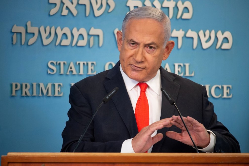 Primeiro-ministro de Israel Benjamin Netanyahu, em foto de 13 de setembro — Foto: YOAV DUDKEVITCH / POOL / AFP