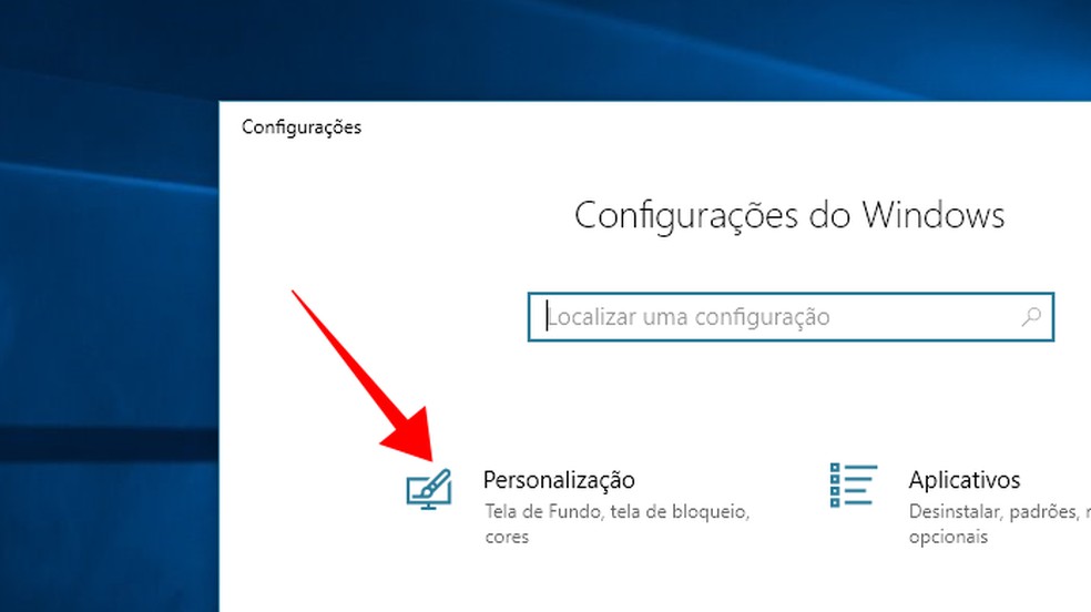 Entre no menu de personalização do Windows 10 — Foto: Reprodução/Paulo Alves
