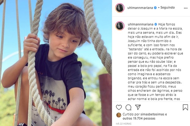 Mariana Uhlmann fala de discussão com o filho mais velho (Foto: Reprodução/Instagram)