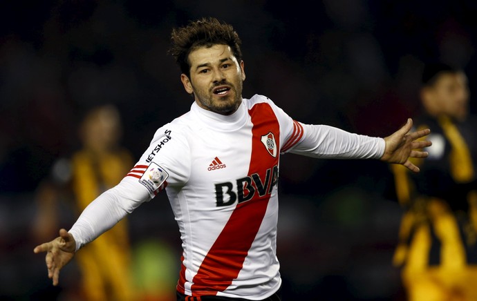 Rodrigo Mora gol River Plate x Guarani Taça Libertadores (Foto: REUTERS/Marcos Brindicci)