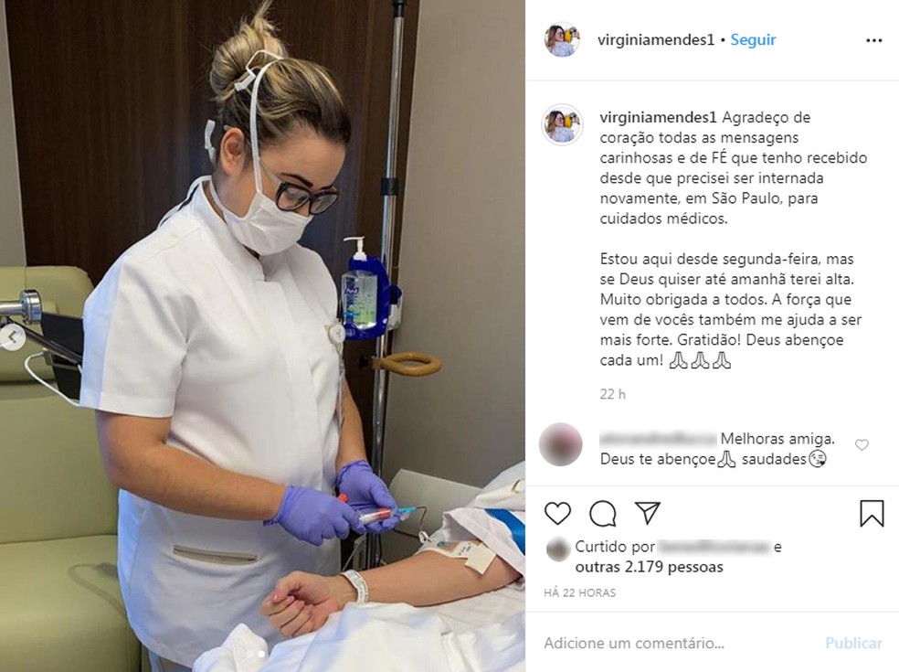 Vírginia fez uma publicação nas redes sociais agradecendo os seguidores pelo apoio — Foto: Instagram/Reprodução