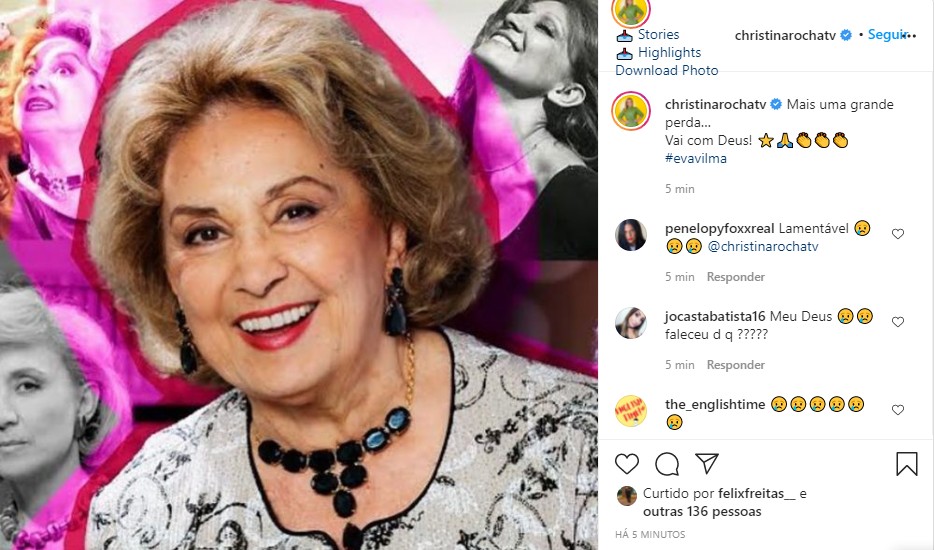 Cristina Rocha: adeus a Eva Wilma (Foto: Reprodução Instagram)