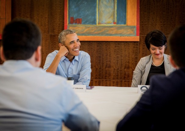 Liziane Silveira e Barack Obama (Foto: Arquivo Pessoal)