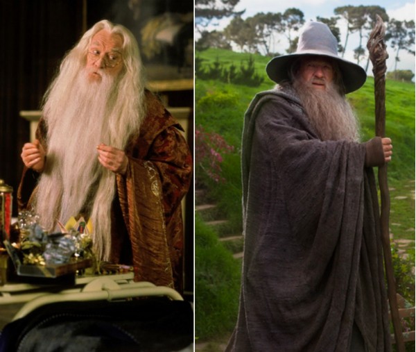 Richard Harrys como Dumbledore e Ian McKellen como Gandalf (Foto: Reprodução)