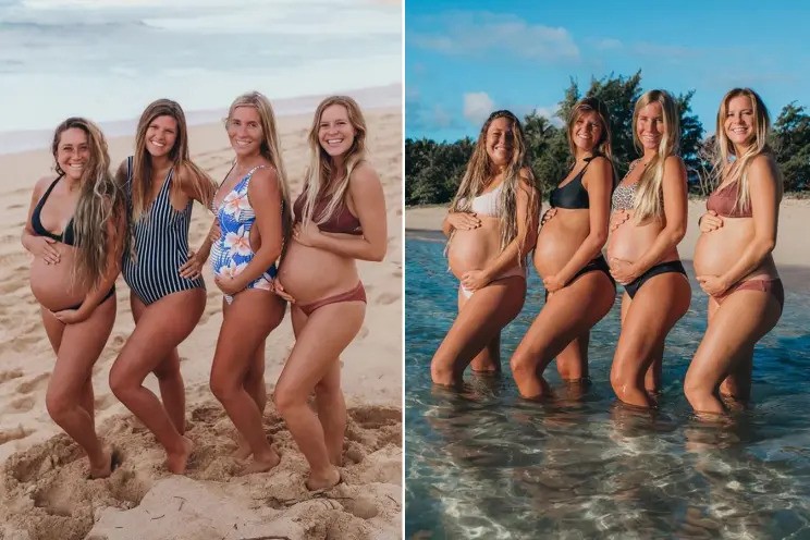 Mãe e suas quatro amigas grávidas ao mesmo tempo (Foto: Reprodução/New York Post)
