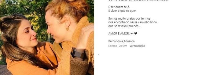 Eduarda Porto e Fernanda Souza assumiram o namoro em abril deste ano — Foto: Reprodução/Instagram