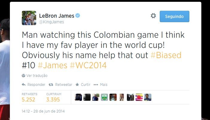 LeBron James elogia James Rodriguez