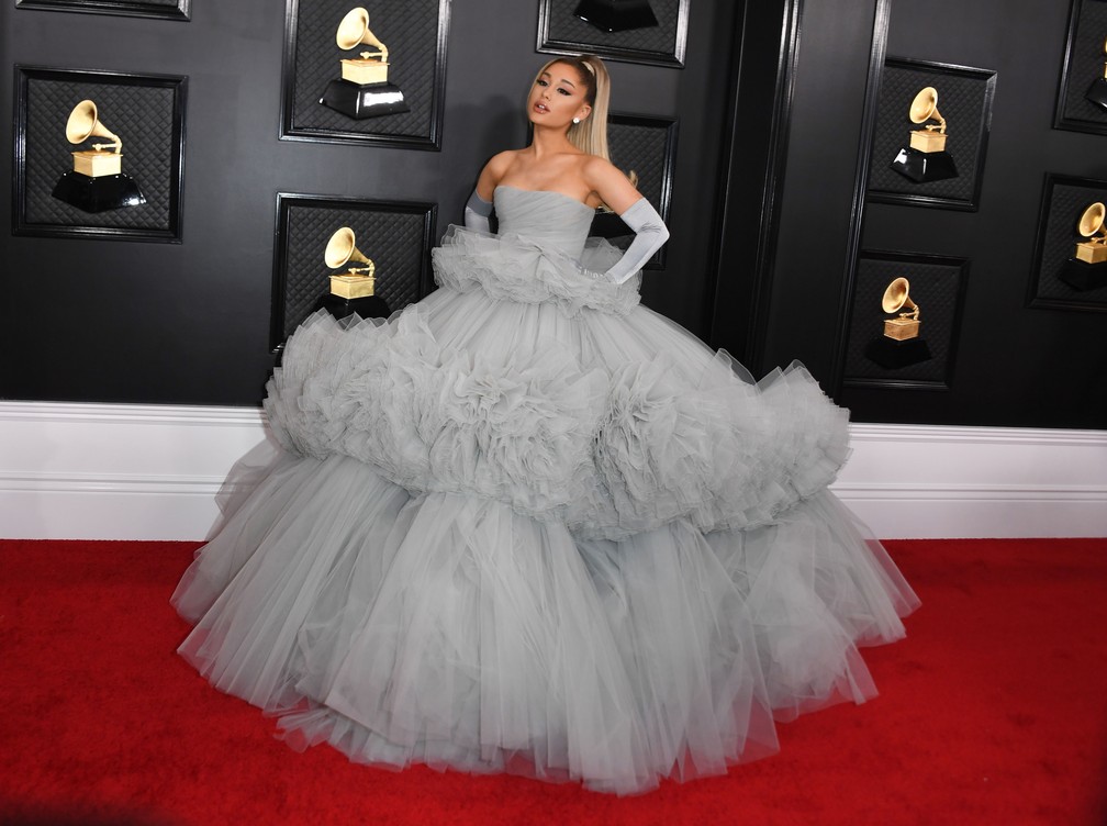Ariana Grande chega ao Grammy 2020 — Foto: Valerie Macon/AFP