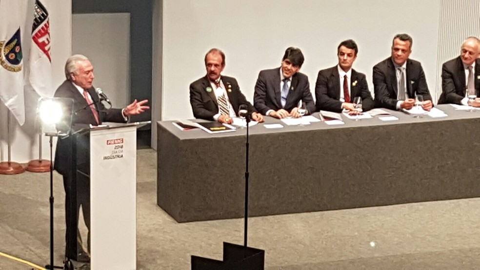Presidente Michel Temer (MDB), durante discurso em Belo Horizonte (Foto: Humberto Trajano/G1)