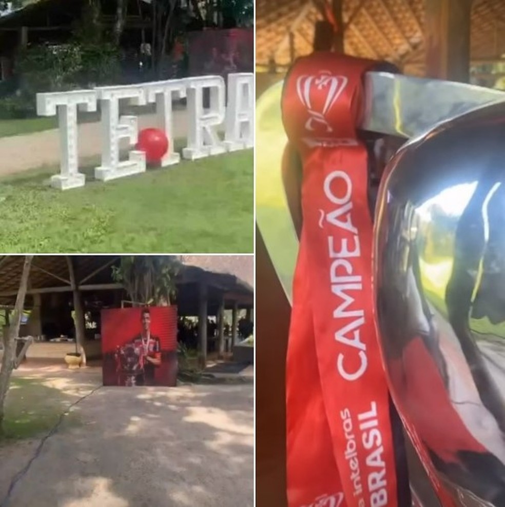 Ta&ccedil;a da Copa do Brasil em destaque no churrasco do Flamengo &mdash; Foto: Infoesporte