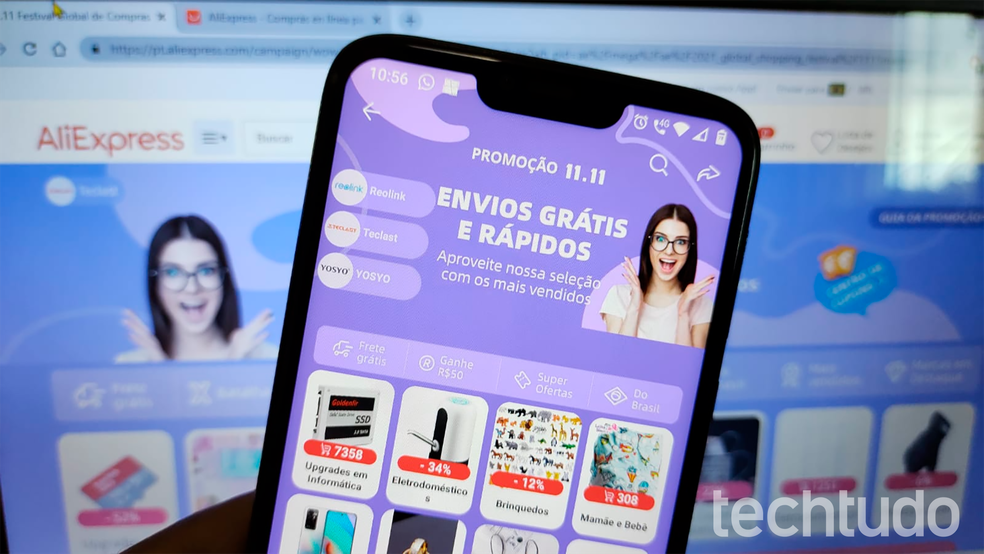 Promoção 11.11 promete 80% de desconto, frete grátis e cupons adicionais para reduzir o valor das compras — Foto: Lucas Santos/TechTudo
