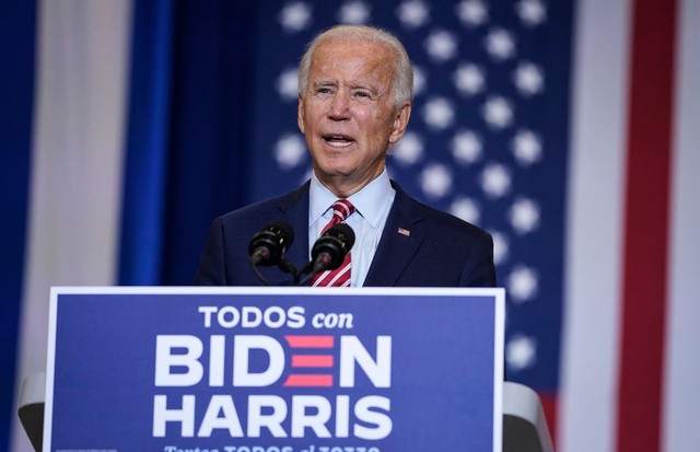 KISSIMMEE, FL - SEPTEMBER 15: Democratic presidential nominee and former Vice President Joe Biden speaks at a Hispanic heritage event at Osceola Heritage Park on September 15, 2020 in Kissimmee, Florida. National Hispanic Heritage Month in the United Stat (Foto: Getty Images)