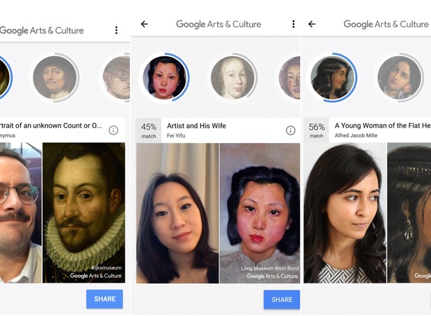 Com o recurso Art Selfie você consegue descobrir se há alguma obra de arte parecida com você! (Foto: Google Arts & Culture / Reprodução)