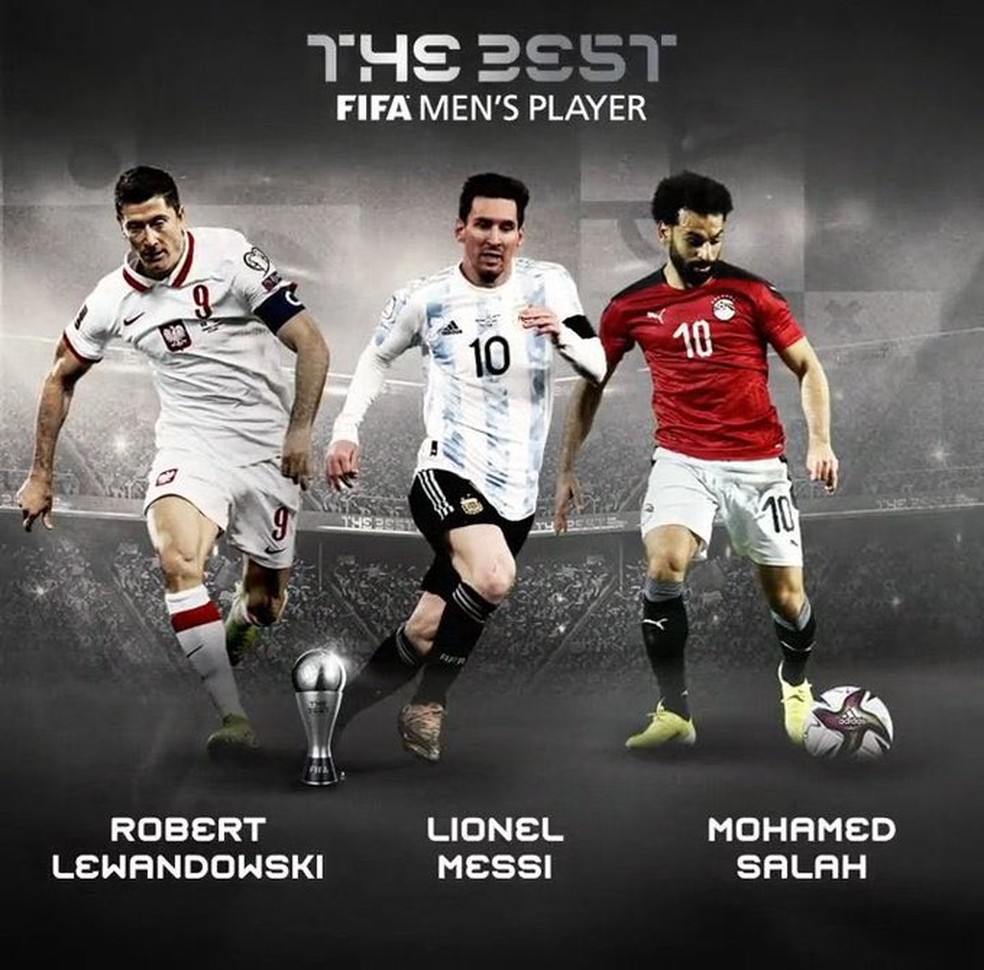 Fifa The Best indica Messi, Lewa e Salah ao prêmio de melhor jogador do mundo — Foto: DIVULGAÇÃO