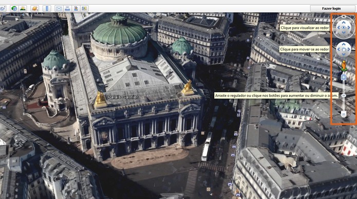 Se movimente pela cidade em 3D usando os controles do Google Earth (Foto: Reprodução/Barbara Mannara)