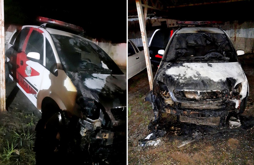Polícia prende dupla suspeita de incendiar viatura dentro de delegacia de Álvaro de Carvalho — Foto: Polícia Civil/Divulgação