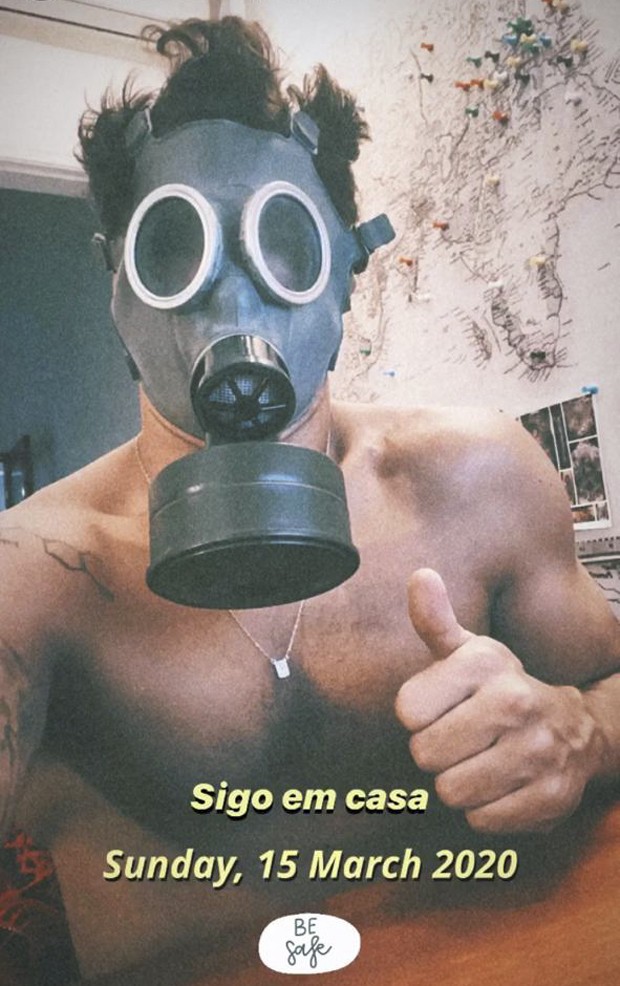 Caio Castro usa máscara e fica em casa evitando contaminação de Covid-19 (Foto: Reprodução/Instagram)
