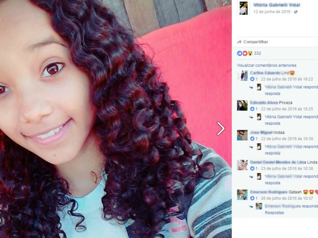 Vitória Gabrielli Vidal, de 14 anos, foi encontrada morta nesta quinta-feira (9) (Foto: Reprodução/ Facebook)