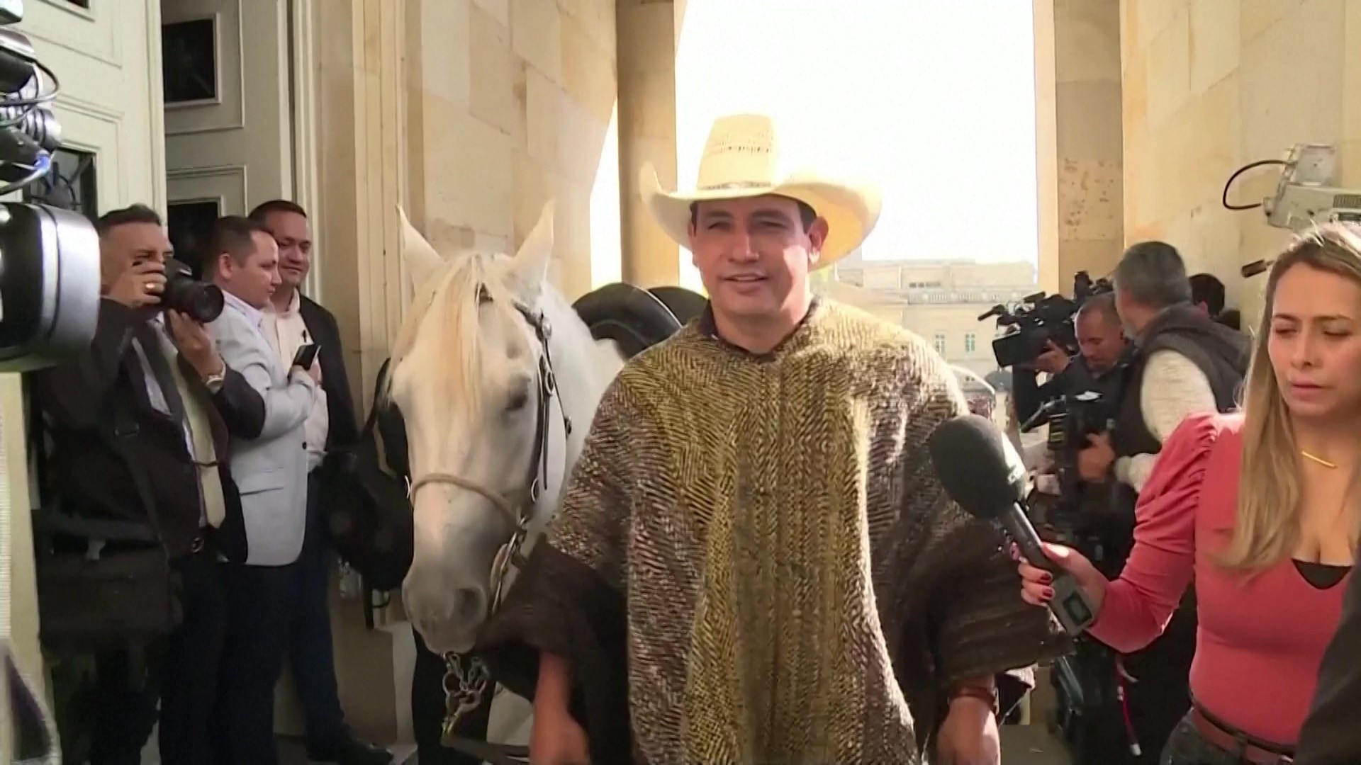 Congresso da Colômbia vira 'pet friendly' e senador leva cavalo