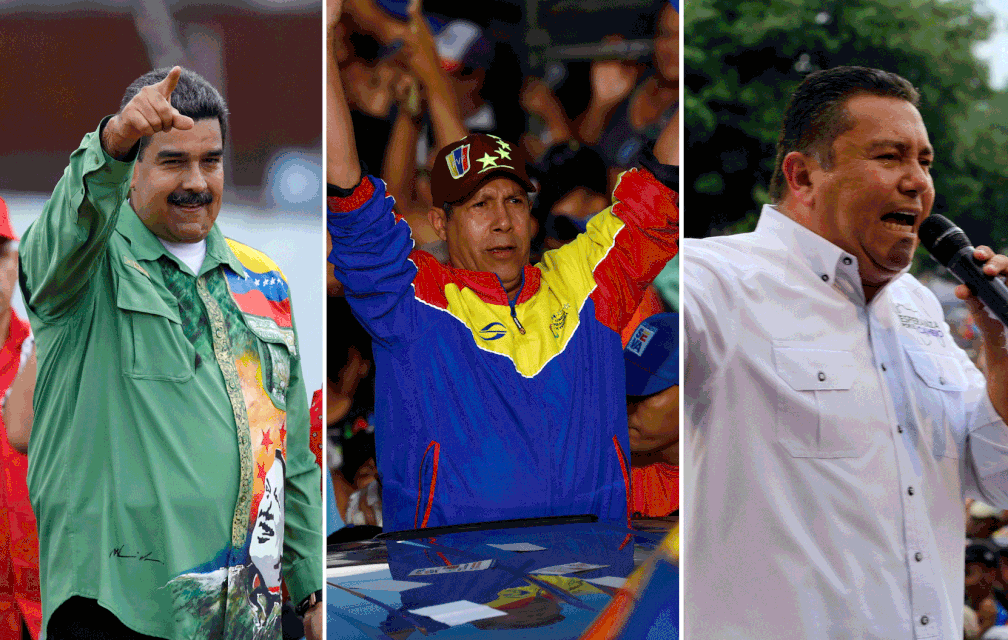 CombinaÃ§Ã£o de fotos mostra candidatos presidenciais na Venezuela: NicolÃ¡s Maduro, Henri FalcÃ³n e Javier Bertucci (Foto: Marco Bello/ Carlos Garcia Rawlins/ Carlos Jasso/Reuters)