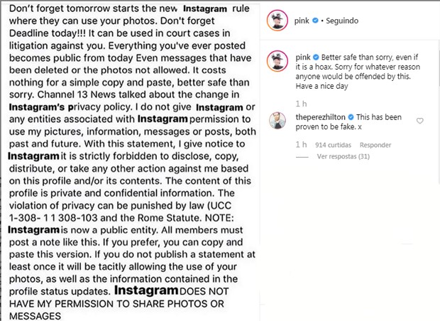 Famosos caem em fake news no Instagram (Foto: Reprodução/Instagram)