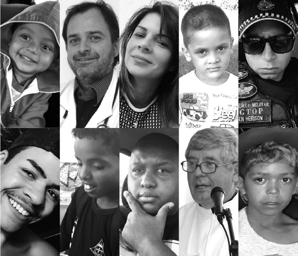 Fotos das dez vítimas de crimes que abalaram o DF em 2019 — Foto: Arte/G1
