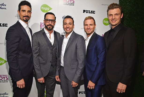 Os Backstreet Boys, da esquerda para a direita: Kevin Richardson, A.J. McLean, Howie Dorough, Brian Littrell e Nick Carter. (Foto: Getty Images)