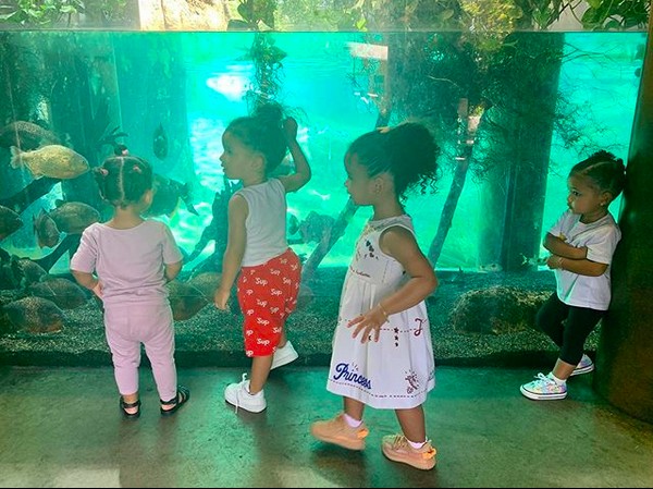 A filha de Kylie Jenner, Stormi, entendiada durante uma ida na companhia de amigas a um aquário (Foto: Instagram)