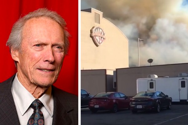 O vídeo compartilhado pelo ator Scott Eastwood, filho de Clint Eastwood, mostrando o fogo se aproximando dos estúdio da Warner Bros em Hollywood (Foto: Getty Images/Instagram)