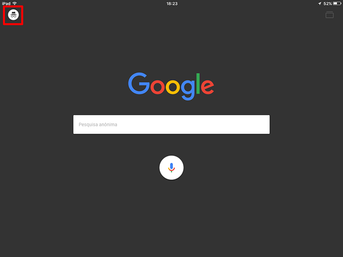 Toque no ícone de navegação anônima do Google Search para iOS (Foto: Reprodução/Elson de Souza)