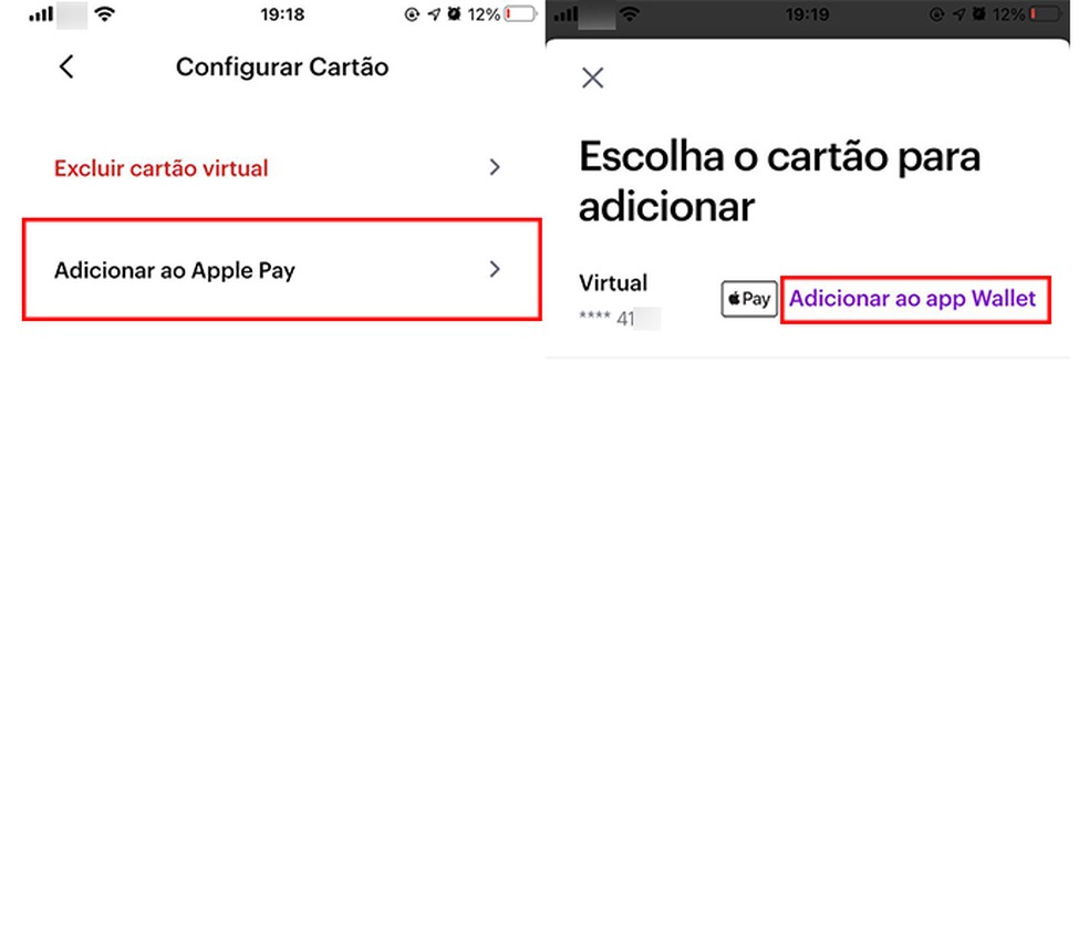 Ação para adicionar o cartão da Nubank ao app Wallet — Foto: Reprodução/Marcela Franco