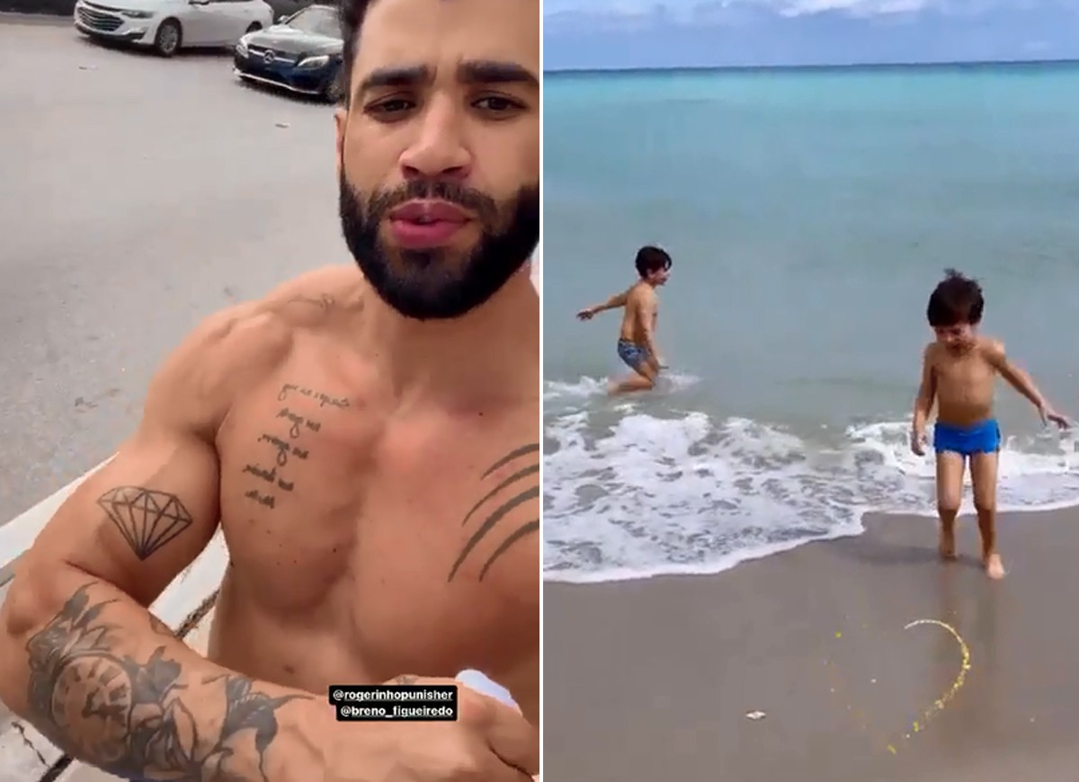 Nos EUA, Gusttavo Lima e Andressa Suita curtem praia com os filhos; vídeos  - Quem | QUEM News