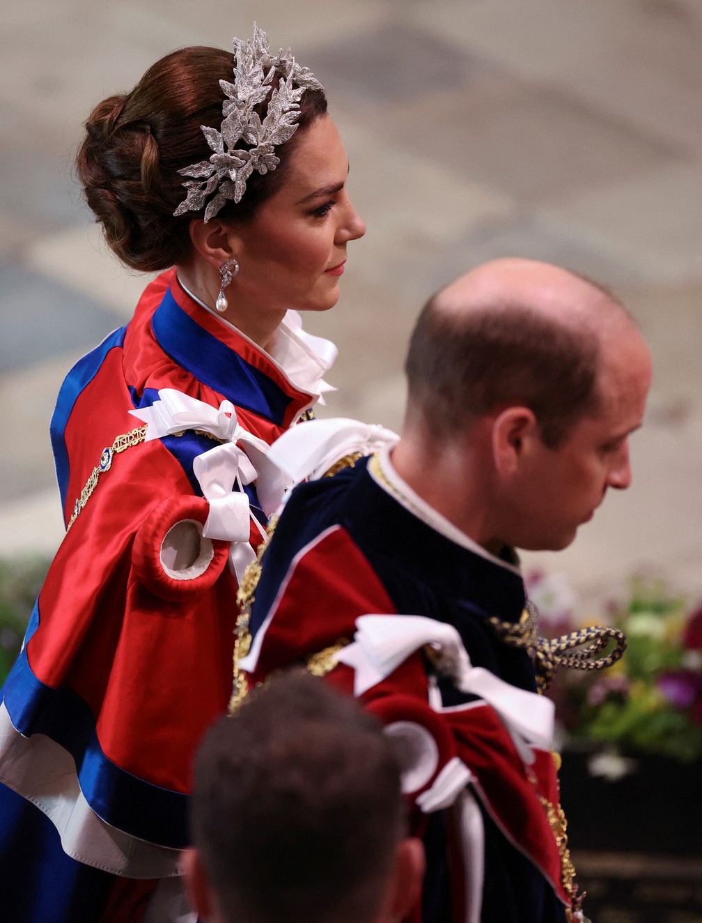 Prince William, heir to the British throne, and Princess Kate Middleton arrive at the coronation ceremony of King Charles III.  — Photo: Phil Noble/Pool via Reuters