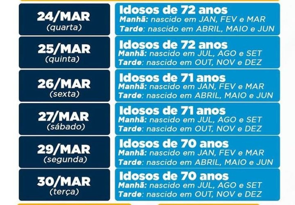 SEMUS divulga novo calendário de vacinação para idosos em São Luís — Foto: Divulgação/Prefeitura de São Luís