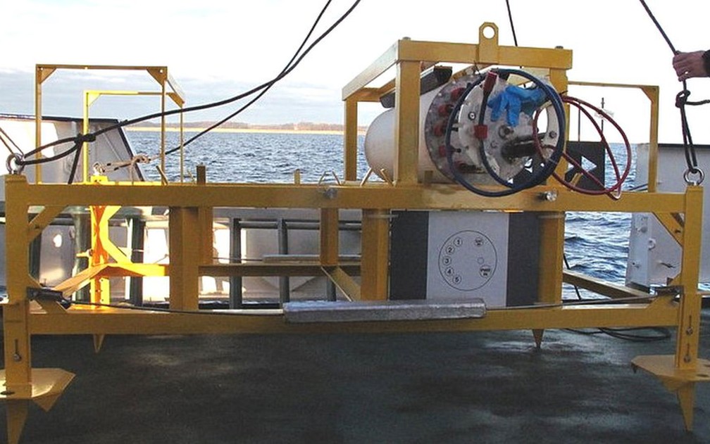 Registro da unidade de energia, uma das duas que compõem equipamento submarino que desapareceu — Foto: FORSCHUNGSTAUCHZENTRUM CAU