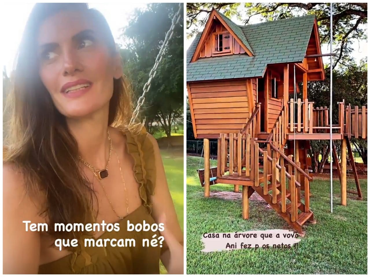 Isabella Fiorentino mostra casa na árvore construída para trigêmeos