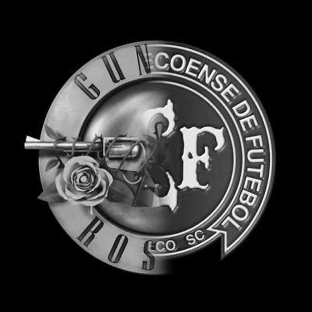 Montagem feita pelo Guns N' Roses para homenagear a Chapecoense; imagem em preto e branco junta o símbolo da banda e o escudo do time brasileiro (Foto: Reprodução/Twitter/gunsnroses)