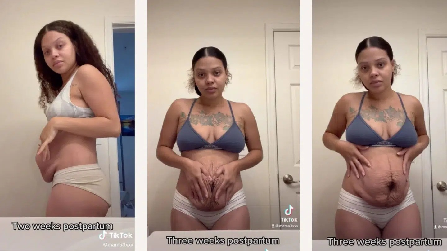 Danisha compartilha sua barriga real após dar à luz  (Foto: Reprodução/TikTok)