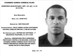 Evandro tem foto e nome na lista dos criminosos mais procurados do site da Polícia Civil de São Paulo (Foto: Reprodução / Polícia Civil)