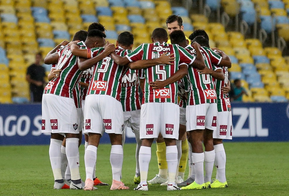 Jogadores do Fluminense em empate com CearÃ¡ â Foto: Lucas MerÃ§on