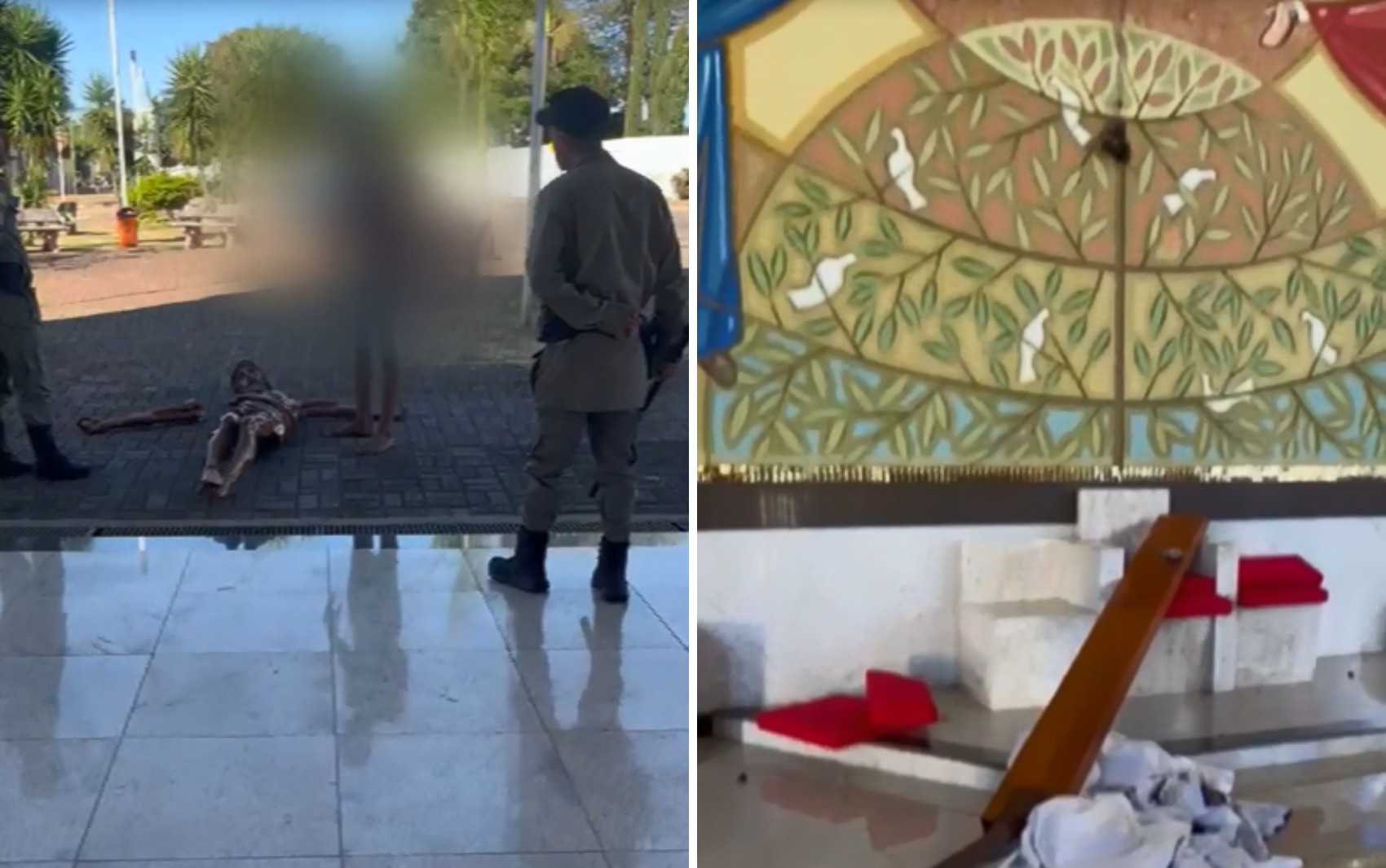 Homem é preso suspeito de invadir igreja e quebrar crucifixo e estátua de de Jesus Cristo 