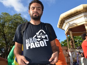 'Achamoas que o preço justo da passagem é R$1,92', diz o integrante do Movimento Não Pago, Demétrio Varjão  (Foto: Flávio Antunes/ G1 SE)